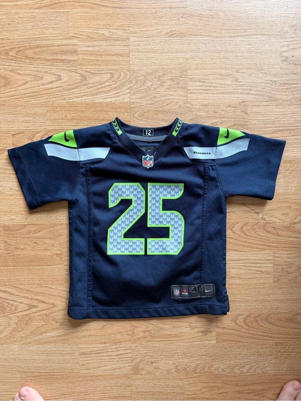 Nike Kids Navy and Neon Green Seahawks #25 Football Jersey
